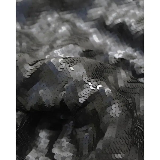 Sequin Tulle Fabric - Matte Chevron Midnight – view 2 | Truro Fabrics