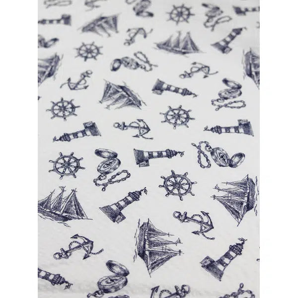 Sevenberry Cotton Seersucker Fabric – Seafarer Sketch White – view 2 | Truro Fabrics