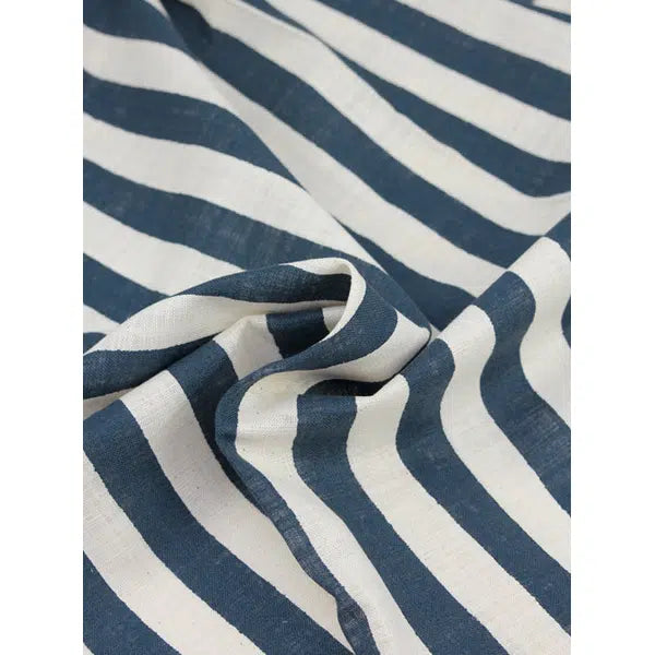 Sevenberry Linen Look Cotton Fabric – Freehand Stripe Ink – view 3 | Truro Fabrics