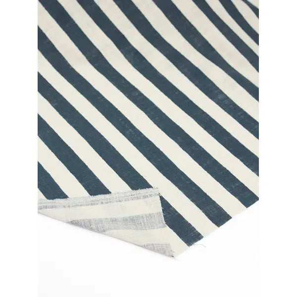 Sevenberry Linen Look Cotton Fabric – Freehand Stripe Ink | Truro Fabrics