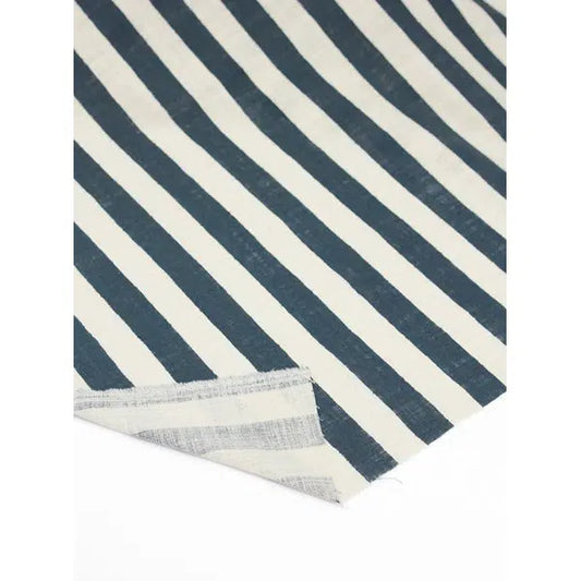 Sevenberry Linen Look Cotton Fabric – Freehand Stripe Ink | Truro Fabrics