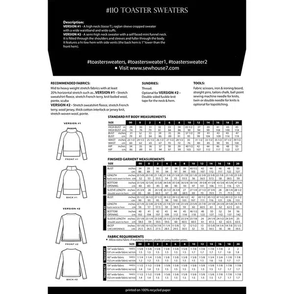 Sew House Seven - Paper Sewing Pattern - Toaster Sweaters 1 & 2 – view 3 | Truro Fabrics