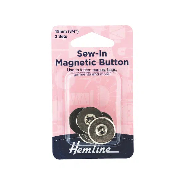 Sew In Magnetic Button - 18mm Nickel | Truro Fabrics