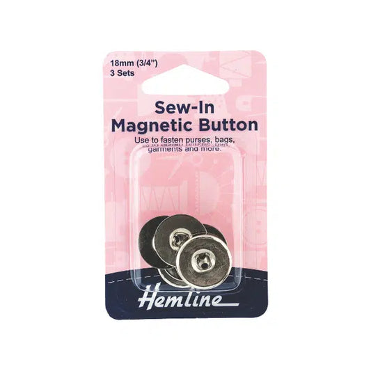 Sew In Magnetic Button - 18mm Nickel | Truro Fabrics