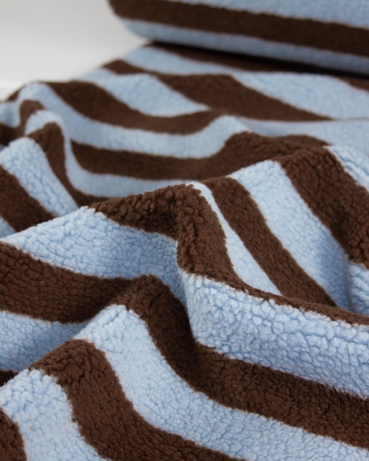 Teddy Sherpa Fleece Fabric - Chocolate Stripe