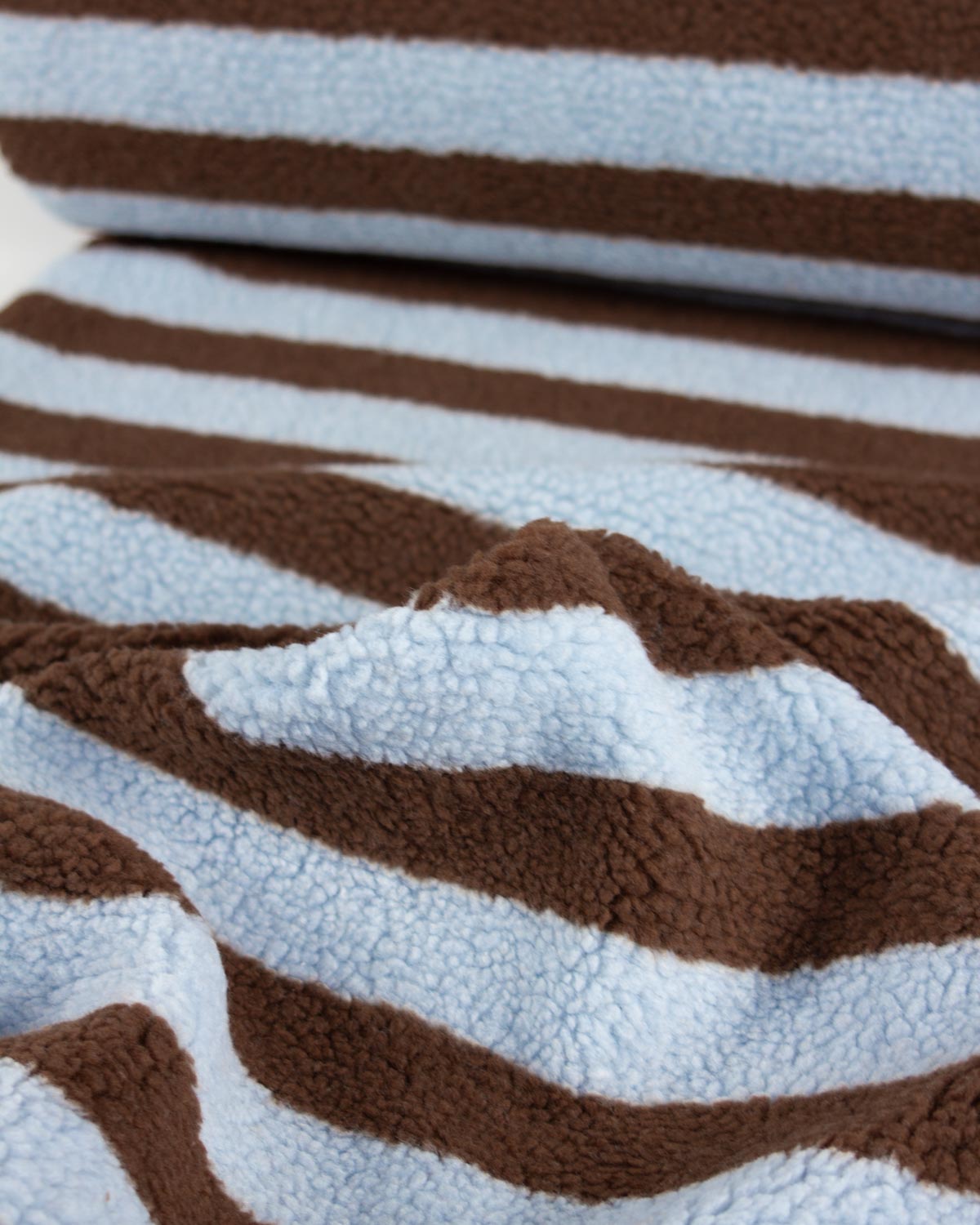 Teddy Sherpa Fleece Fabric - Chocolate Stripe