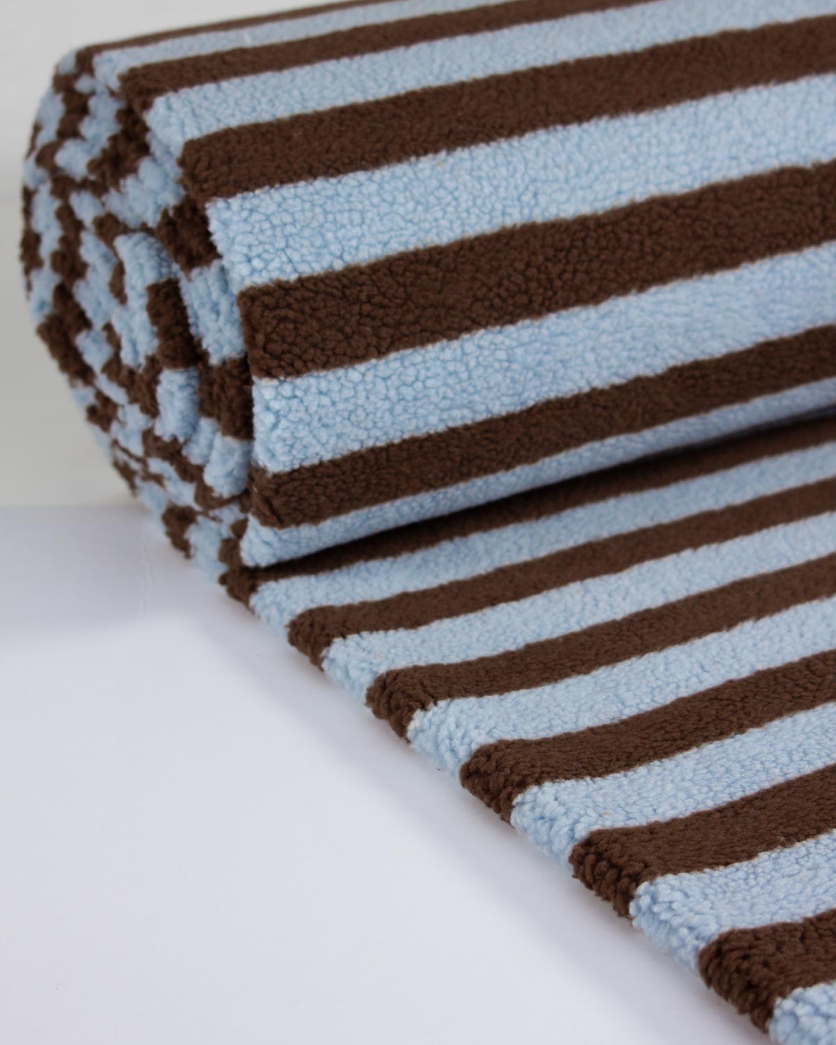 Teddy Sherpa Fleece Fabric - Chocolate Stripe