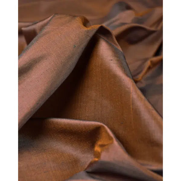 Shot Silk Dupion Fabric - Copper & Grey – view 4 | Truro Fabrics