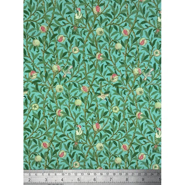 Showerproof Outdoor Fabric - Birds Pomegranate Duck Egg – view 2 | Truro Fabrics