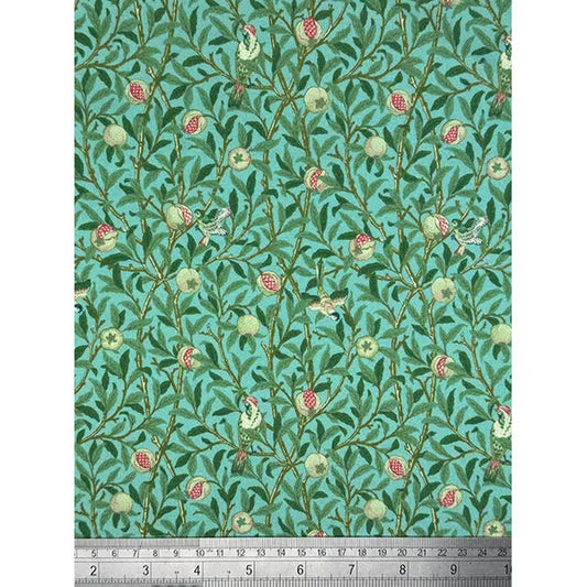 Showerproof Outdoor Fabric - Birds Pomegranate Duck Egg – view 2 | Truro Fabrics