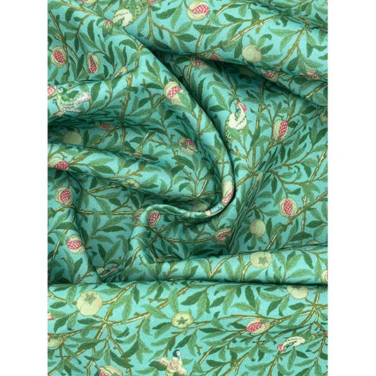 Showerproof Outdoor Fabric - Birds Pomegranate Duck Egg | Truro Fabrics