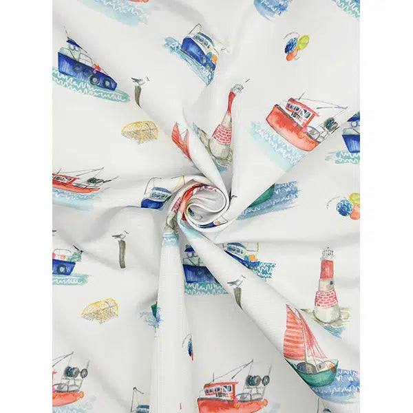 Showerproof Outdoor Fabric - Fishing Boats – view 3 | Truro Fabrics