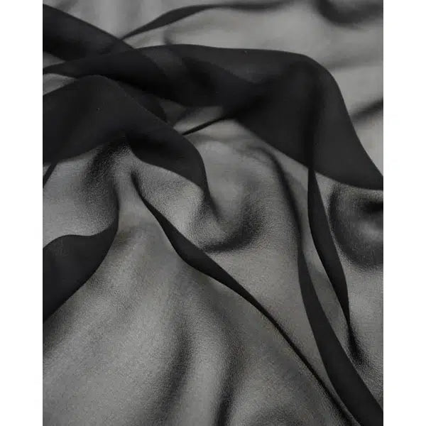 Silk Chiffon Fabric - Black – view 2 | Truro Fabrics