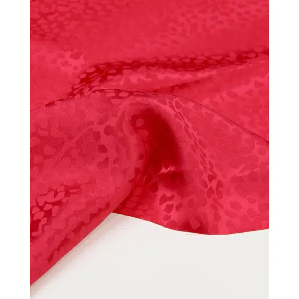 Silk Satin Jacquard Fabric - Red Cheetah – view 2 | Truro Fabrics