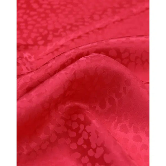 Silk Satin Jacquard Fabric - Red Cheetah | Truro Fabrics
