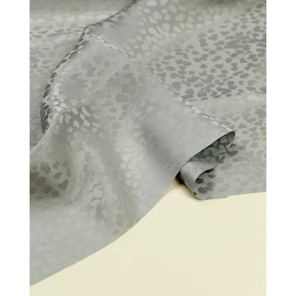 Silk Satin Jacquard Fabric - Silver Cheetah – view 2 | Truro Fabrics