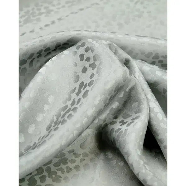 Silk Satin Jacquard Fabric - Silver Cheetah | Truro Fabrics