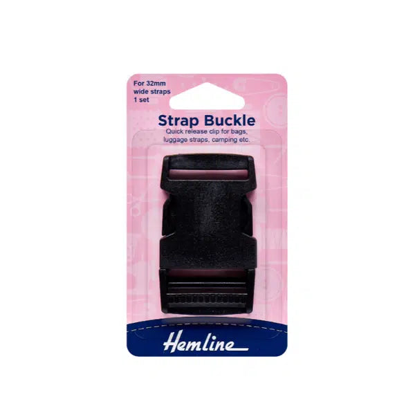 Strap Buckle 32mm - Black | Truro Fabrics
