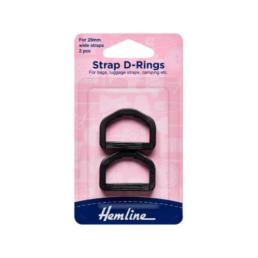 Strap D Rings 25mm - Black | Truro Fabrics