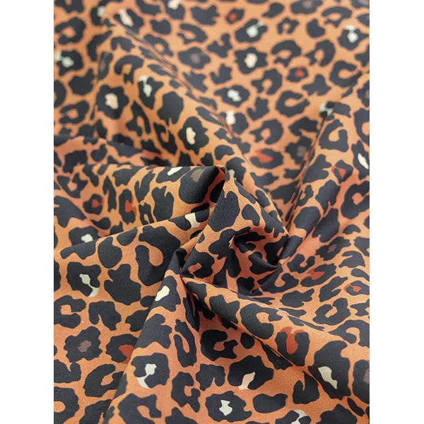 Stretch Cotton Poplin Fabric - Terra Leopard – view 2 | Truro Fabrics