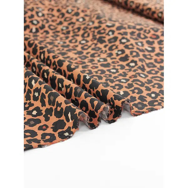 Stretch Cotton Poplin Fabric - Terra Leopard – view 3 | Truro Fabrics