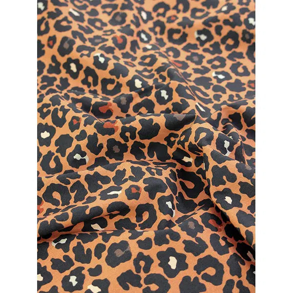 Stretch Cotton Poplin Fabric - Terra Leopard – view 4 | Truro Fabrics