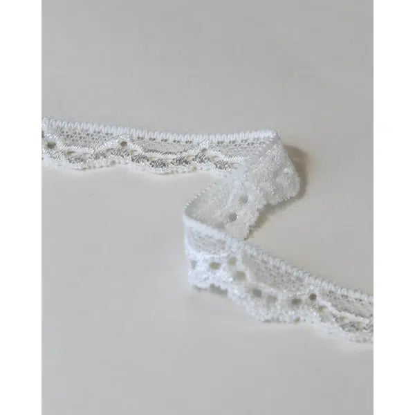 Stretch Lace Trim - 15mm - Ivory – view 2 | Truro Fabrics