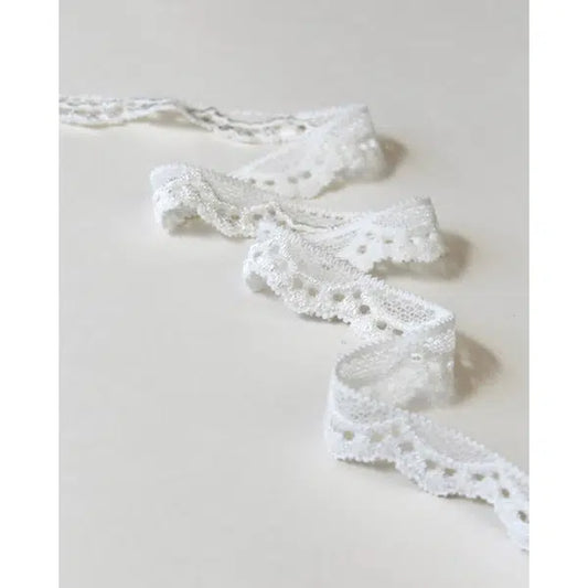 Stretch Lace Trim - 15mm - Ivory | Truro Fabrics