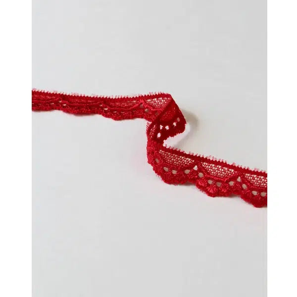 Stretch Lace Trim - 15mm - Ruby – view 2 | Truro Fabrics