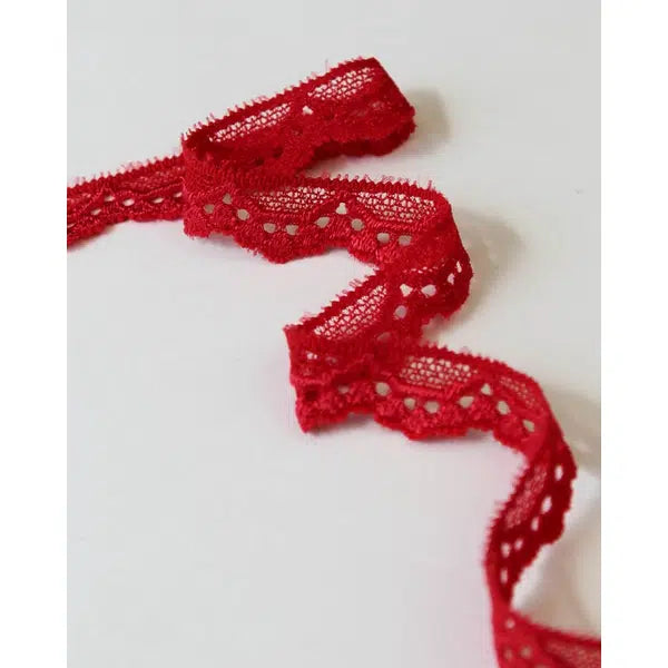 Stretch Lace Trim - 15mm - Ruby | Truro Fabrics