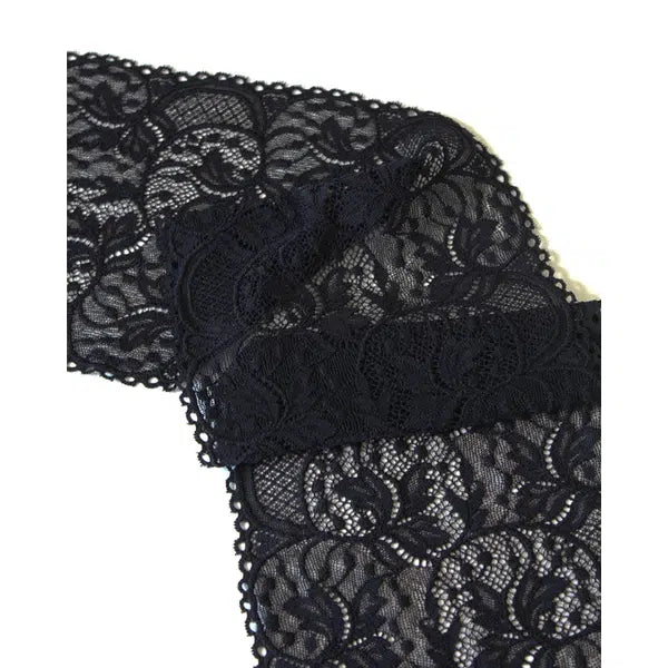 Stretch Lace Trim - 160mm - Black | Truro Fabrics