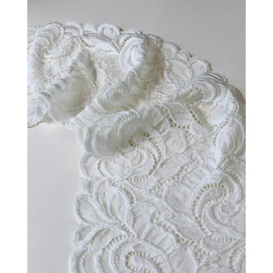 Stretch Lace Trim - 160mm - Cream – view 2 | Truro Fabrics