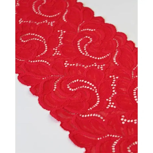 Stretch Lace Trim - 160mm - Ruby | Truro Fabrics