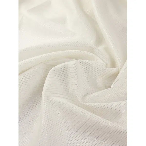Striped Lurex Linen Fabric - Vanilla Frost – view 3 | Truro Fabrics