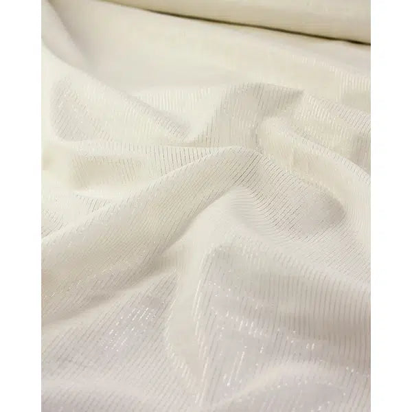 Striped Lurex Linen Fabric - Vanilla Frost | Truro Fabrics