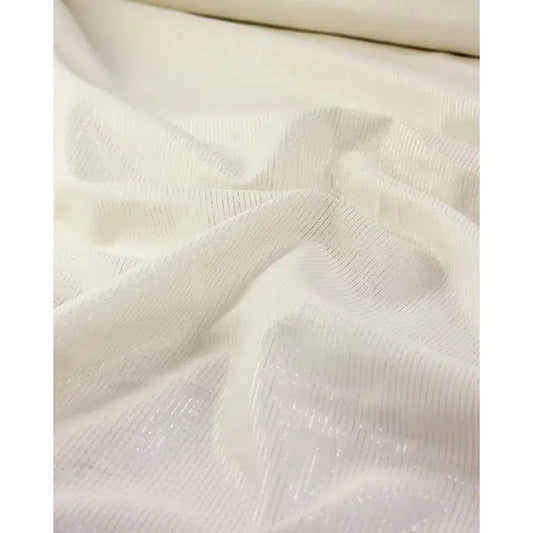 Striped Lurex Linen Fabric - Vanilla Frost | Truro Fabrics
