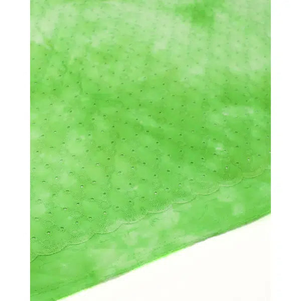 Tie Dye Broderie Anglais Fabric - Lime – view 3 | Truro Fabrics