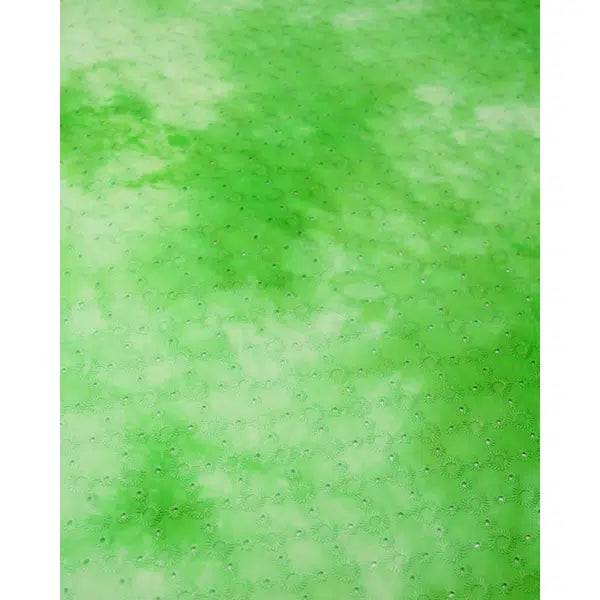 Tie Dye Broderie Anglais Fabric - Lime – view 4 | Truro Fabrics