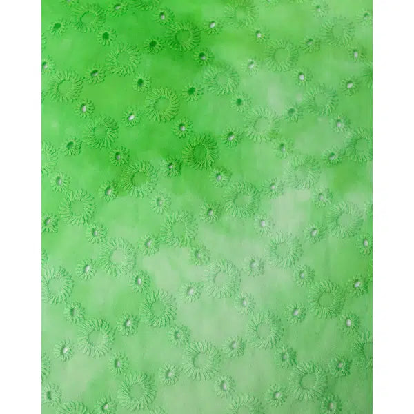 Tie Dye Broderie Anglais Fabric - Lime – view 5 | Truro Fabrics