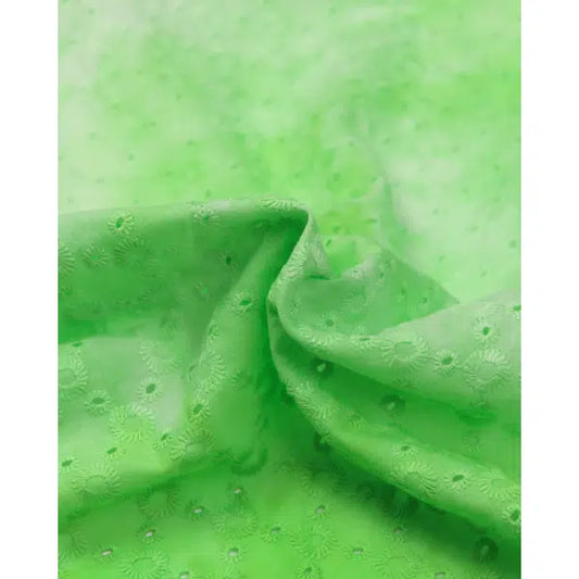 Tie Dye Broderie Anglais Fabric - Lime | Truro Fabrics