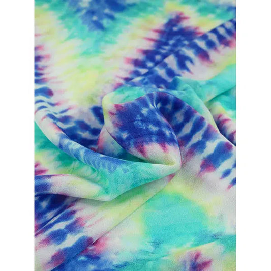 Tie-Dye Viscose Crepe Fabric - Blue Crush – view 2 | Truro Fabrics