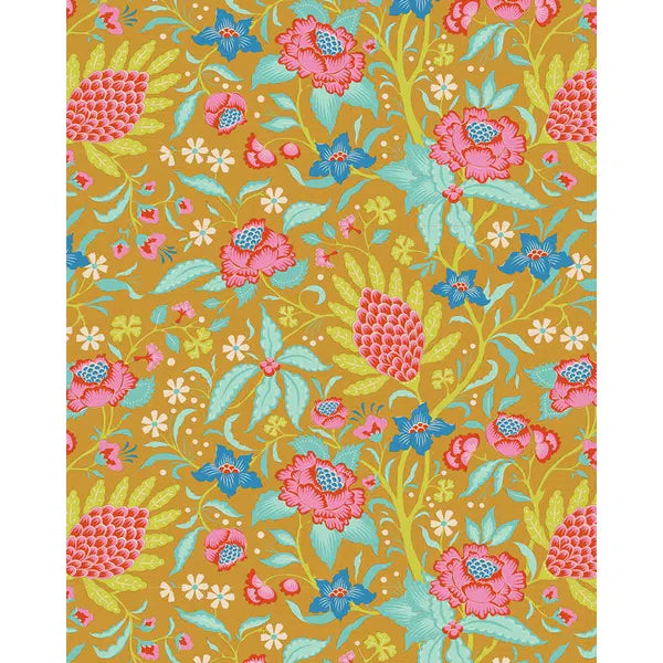 Tilda Patchwork Cotton Fabric - Bloomsville - Flowertangle Mustard | Truro Fabrics