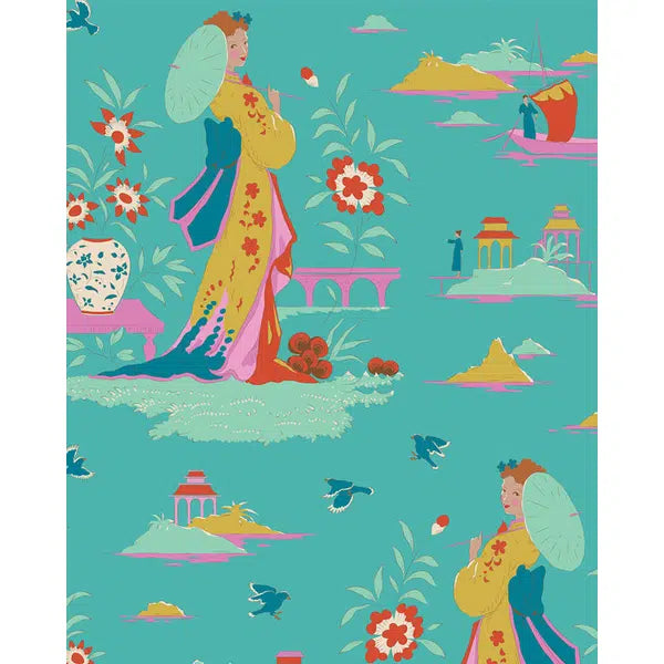 Tilda Patchwork Cotton Fabric - Bloomsville - Garden Vista Turquoise | Truro Fabrics