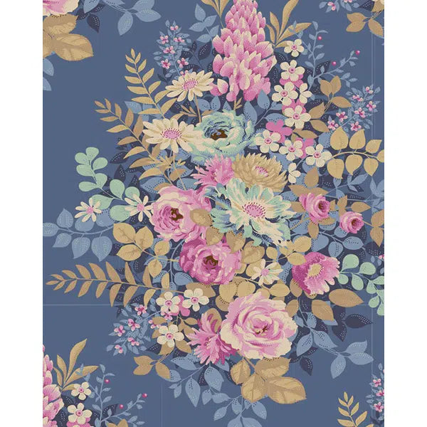 Tilda Patchwork Cotton Fabric - Chic Escape - Whimsy Flower Blue | Truro Fabrics