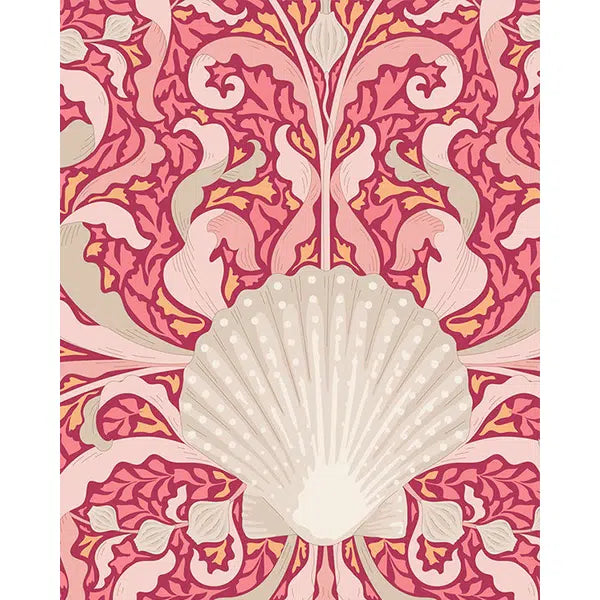 Tilda Patchwork Cotton Fabric - Cotton Beach - Scallop Shell Coral | Truro Fabrics