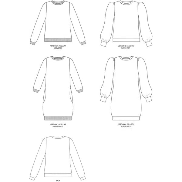 Tilly and the Buttons Sewing Pattern - Billie Sweatshirt & Dress – view 4 | Truro Fabrics