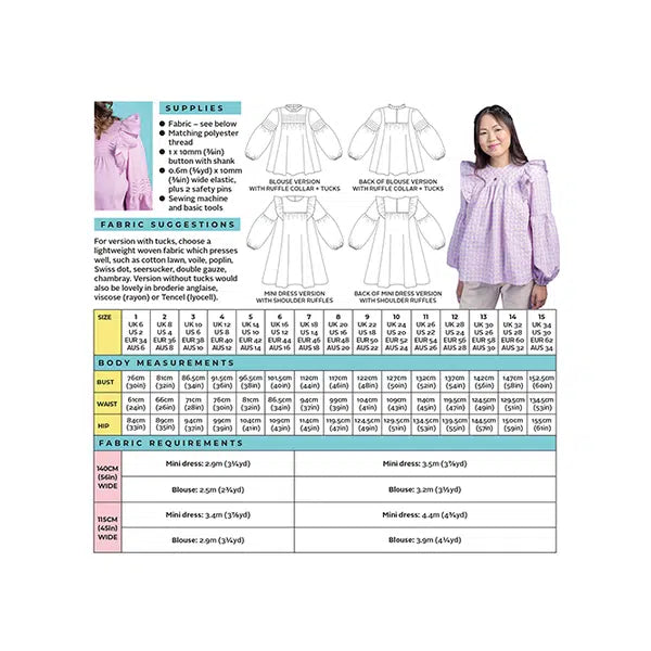 Tilly and the Buttons Sewing Pattern - Marnie Blouse & Mini Dress – view 3 | Truro Fabrics