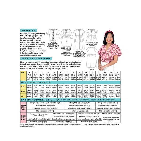 Tilly and the Buttons Sewing Pattern - Nell Blouse & Dress