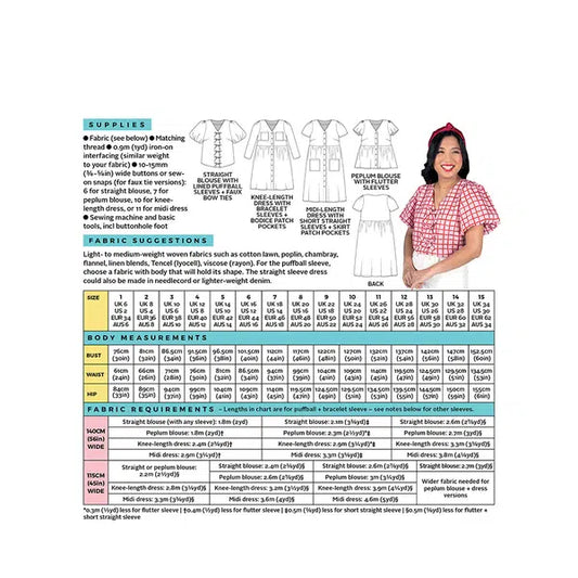 Tilly and the Buttons Sewing Pattern - Nell Blouse & Dress