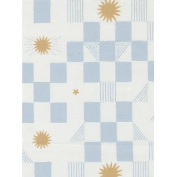 To The Moon And Back - Patchwork Cotton Fabric - Stars and Squares - Sky | Truro Fabrics